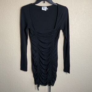 Princess Polly Womens 4 Black Long Sleeve Mikayla‎ Mini Dress Ribbed